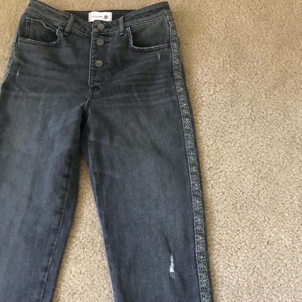 Anthropologie Sundry High Rise Cropped Jeans Leopard size 26 NWOT - Picture 6 of 10